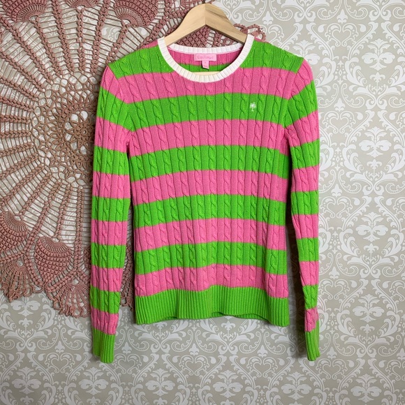 Lilly Pulitzer Sweaters - Lily Pulitzer striped Cable Knit Crew Neck Sweater